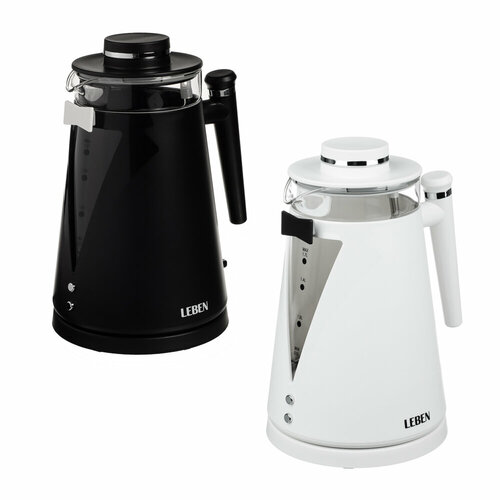 Leben чайник электрический 17 л 2200 вт стекло-пластик 1308₽