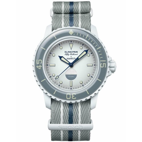 фото Наручные часы swatch blancpain antarctic ocean (so35s100), оригинал, серый, белый, серый, белый