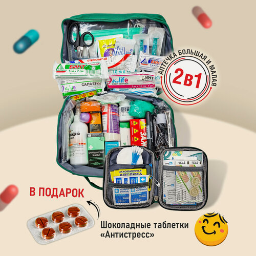 Изображение товара Медицинская автомобильная аптечка по оказанию первой помощи укомплектованная по новым требованиям гост - Автомобильная, дорожная, для дома и офиса, подарок на новый год