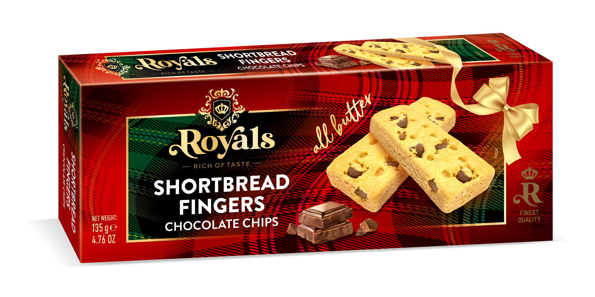 Bergen Сливочное печенье "Royals" с кусочками шоколада 135г