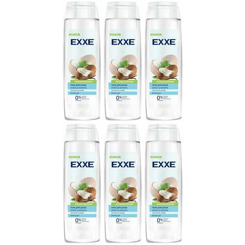 EXXE Гель для душа Кокос и ваниль, 400 мл, 6 шт гель для душа exxe кокос и ваниль 400 мл