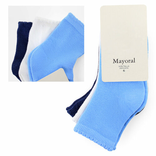 Носки Mayoral 3 пары, размер 30/32, голубой, синий носки mayoral 3 пары размер 30 32 6 лет синий серый