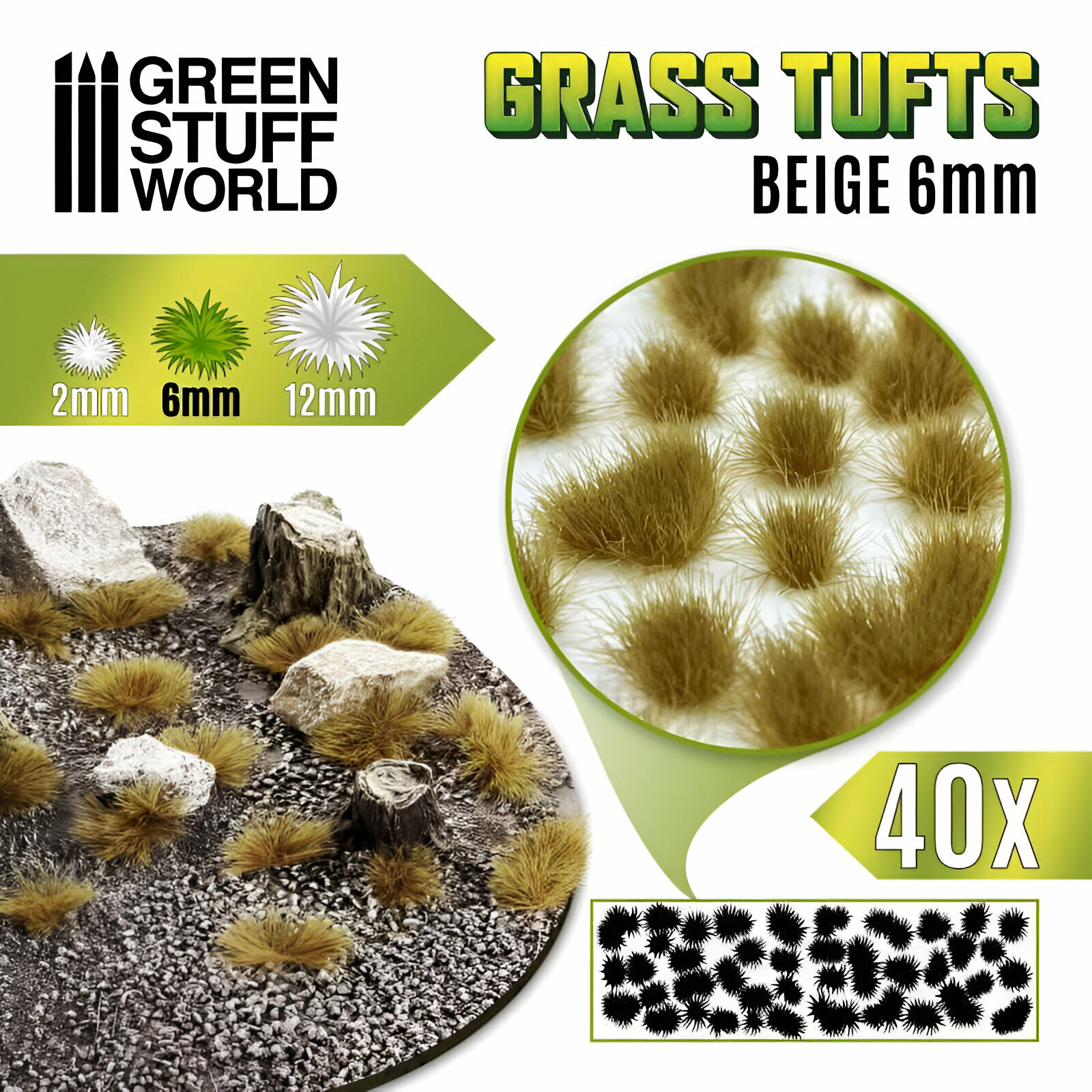 Кусты для моделирования Green Stuff World Grass Tufts 6 mm Beige