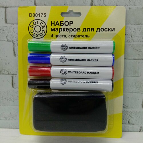 Маркер для доски набор 4цв 2-5мм губка DOLCE COSTO 412₽