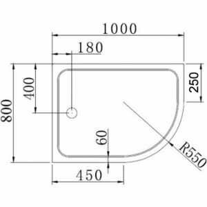 Душевой поддон Cezares Tray A-RH 100х80 левый, акриловый (TRAY-A-RH-100/80-550-15-W-L)