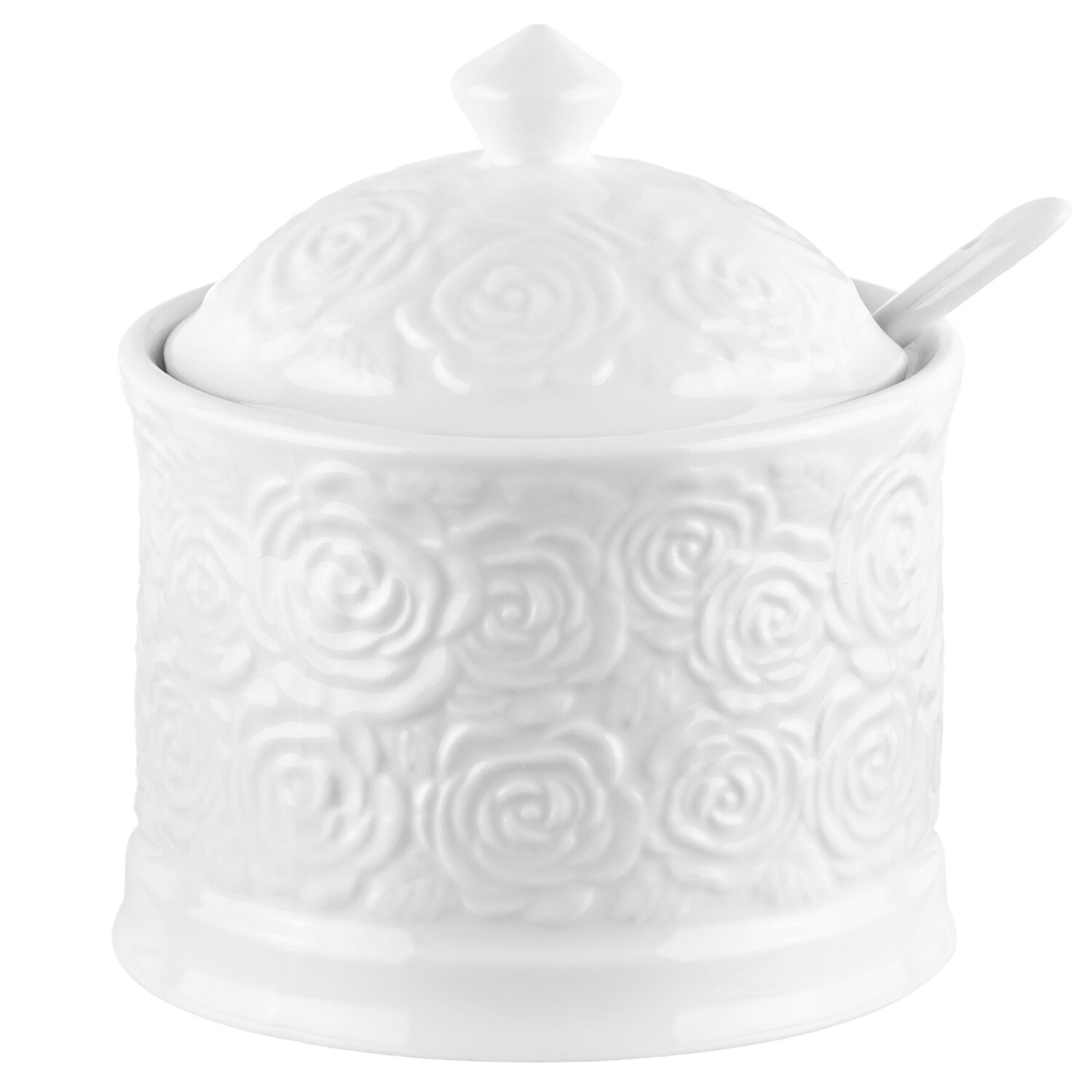 фото Сахарница 270 мл 9х9х10 см "Розы" + ложка