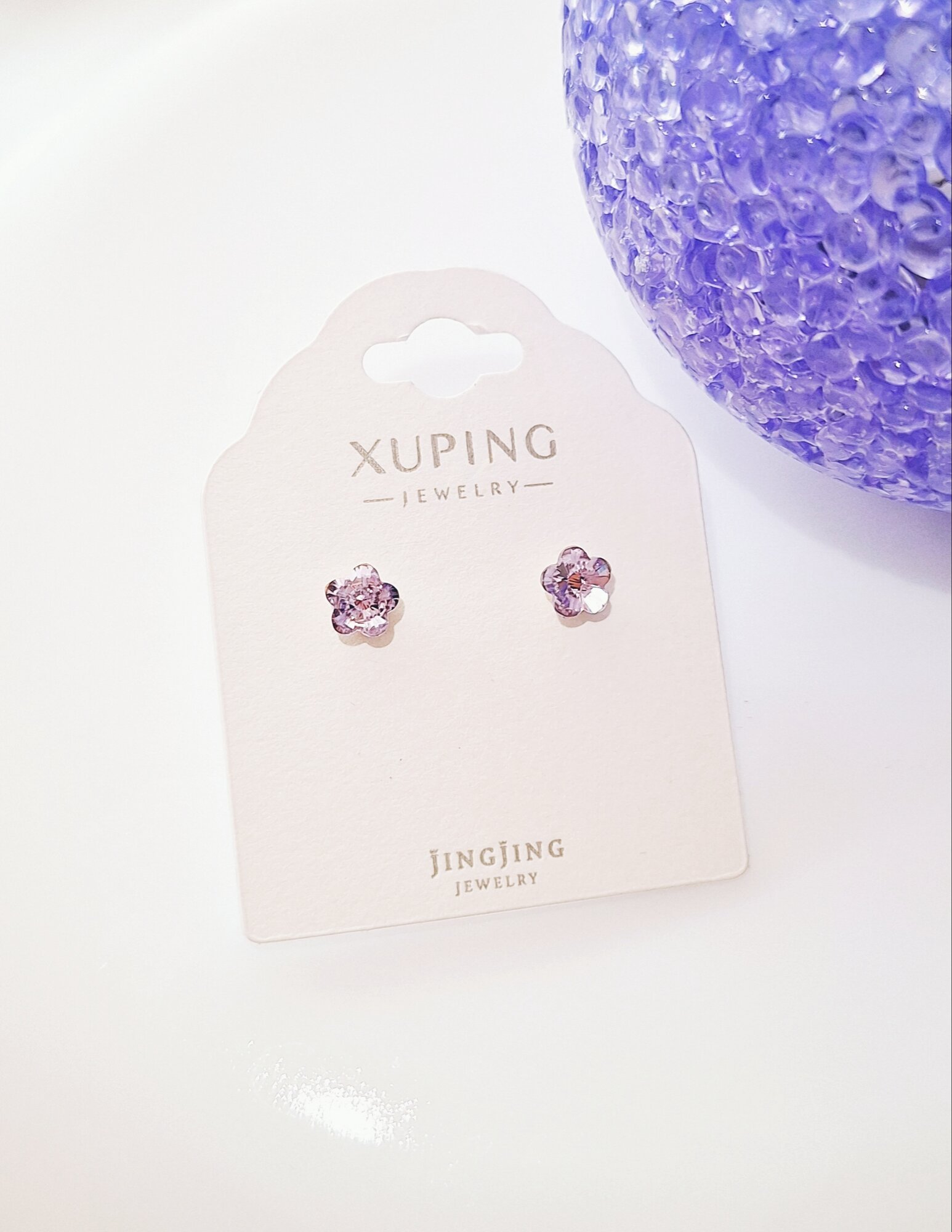 Серьги пусеты XUPING JEWELRY, Swarovski Zirconia, размер 6 мм, розовый