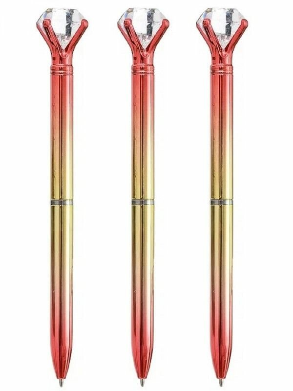 Набор ручек шариковых 3 штуки Кристалл с поворотным механизмом цвет красный