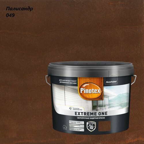 Краска защитная сверхпрочная для древесины фасадов Pinotex Extreme One 9л палисандр 049 20899₽