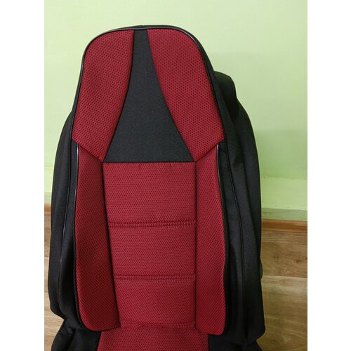 Чехлы ВАЗ 21099/15 жаккард/велюр боковая поддержка красные Лидер