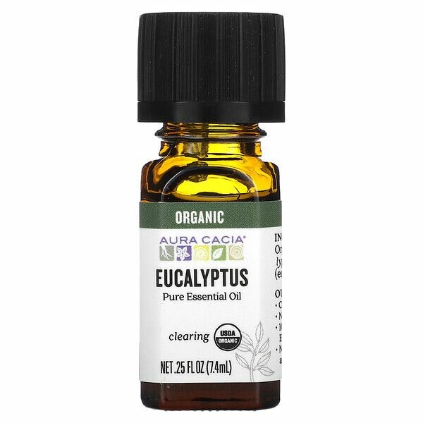 фото Aura Cacia, Pure Essential Oil, эфирное масло, эвкалипт, Eucalyptus, 7.4 мл