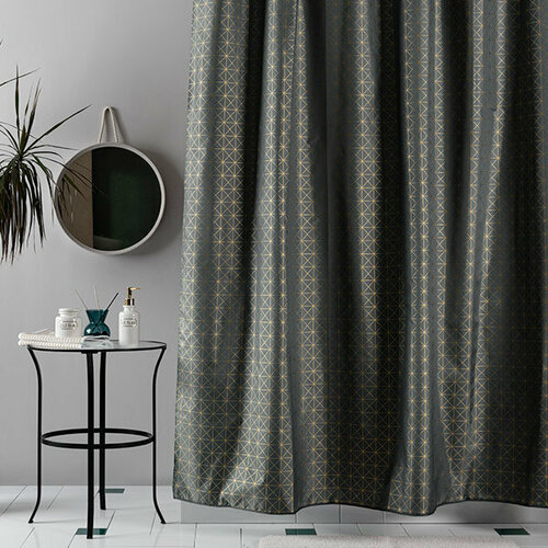 Штора для ванной тканевая 180х200 см Grid Grey WESS цвет Серый серый