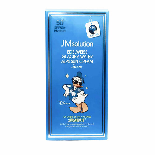Охлаждающий солнцезащитный крем SPF50Edelweiss Glacier Water Alps Moist Suncream Snow Disney Donald Duck 50 мл Jmsolution 940₽