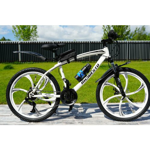 Велосипед Richiesto 24 колёса Горный Взрослый Подростковый детский Спортивный На литых дисках белый с черным модель 2024 2650000₽