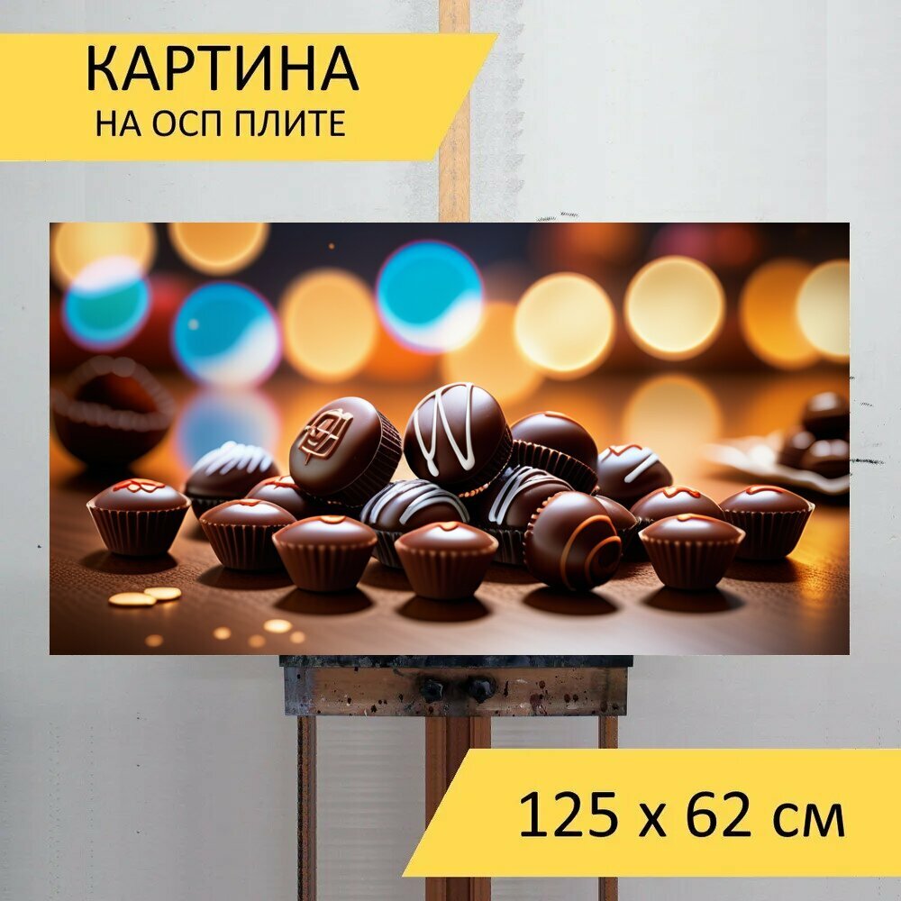 Картина на ОСП "С шоколадками легкий, " 125x62 см. для интерьера на стену