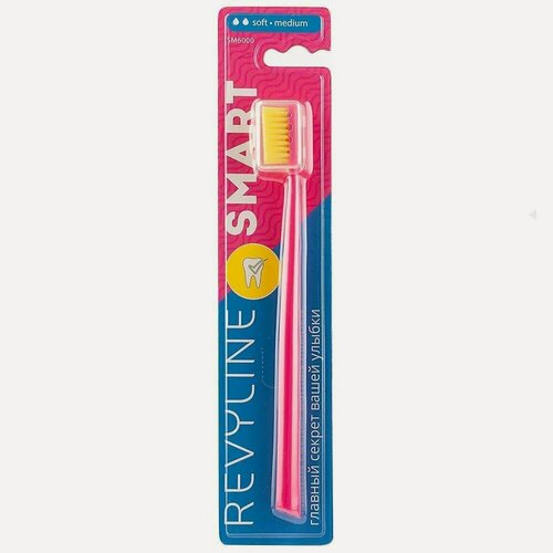 Изображение товара Зубная щетка Revyline SM6000 Smart розовая/желтая, средне-мягкая, с защитным колпачком