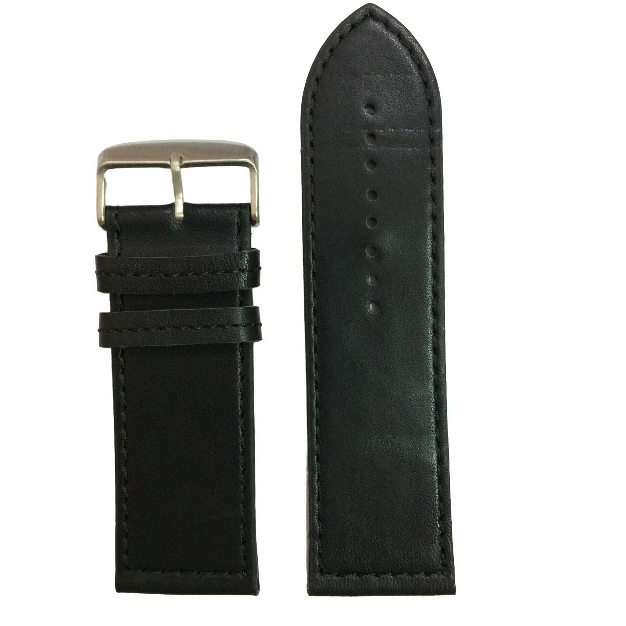 фото Ремешок для часов 30 мм из натуральной кожи черный гладкий