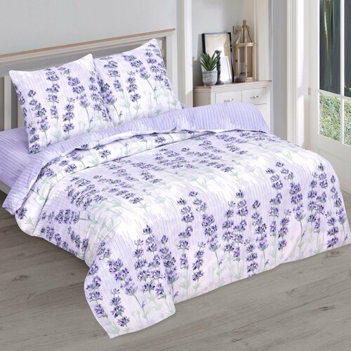 Постельное Белье из Поплина «Лаванда арт. 920» с двумя пододеяльниками семейное