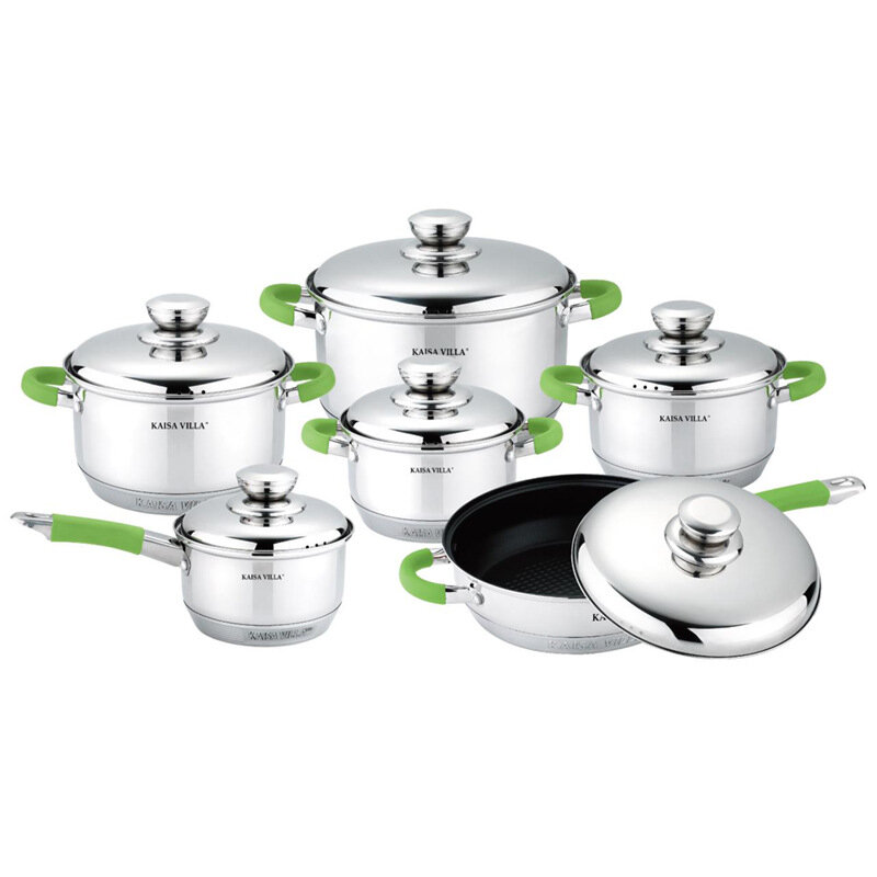 фото Набор кастрюль KAISA VILLA KV-6672, 9-слойное дно, антипригарное покрытие, зеленый