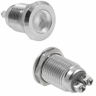 2шт. лампа индикаторная, белый, 12.24в, IP65, металл, светодиодная LED, М12, GQ12D-W