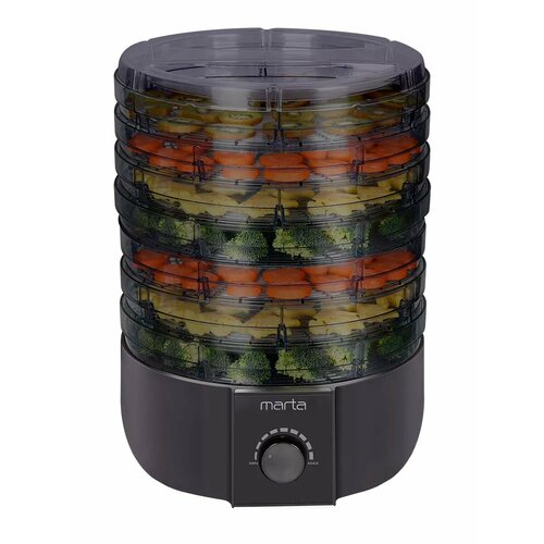 Дегидратор сушилка для овощей электросушилка MARTA MT-FD1889D 9 поддонов 7 основных 1 для пастилы 1 для ягод черный жемчуг 602400₽