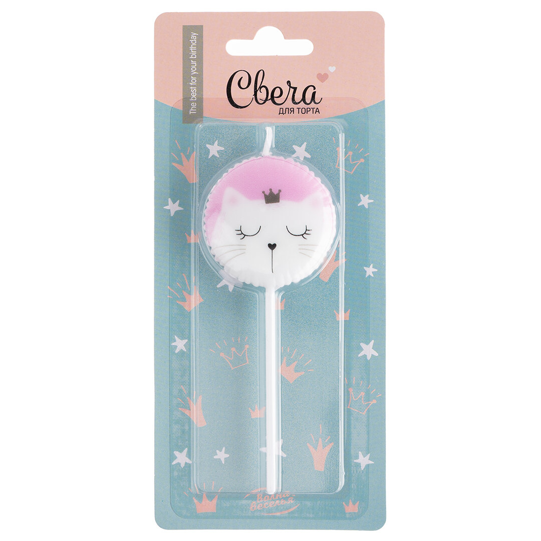 Свеча Фигура Котенок Принцесса 45*45 + 7 см 1 шт. с дер