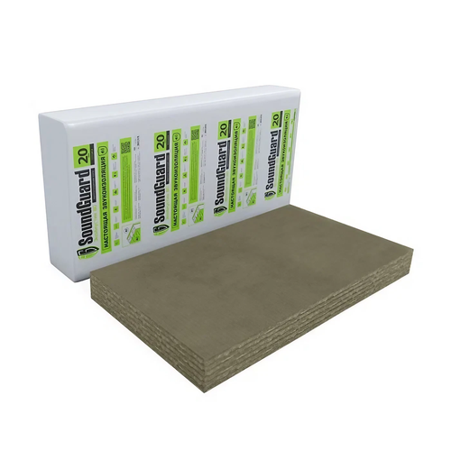 Плита звукопоглощающая SoundGuard ЭкоАкустик 80 - 20 (1250х600х20мм) 7.5 м², для звукоизоляции стен, потолков и полов