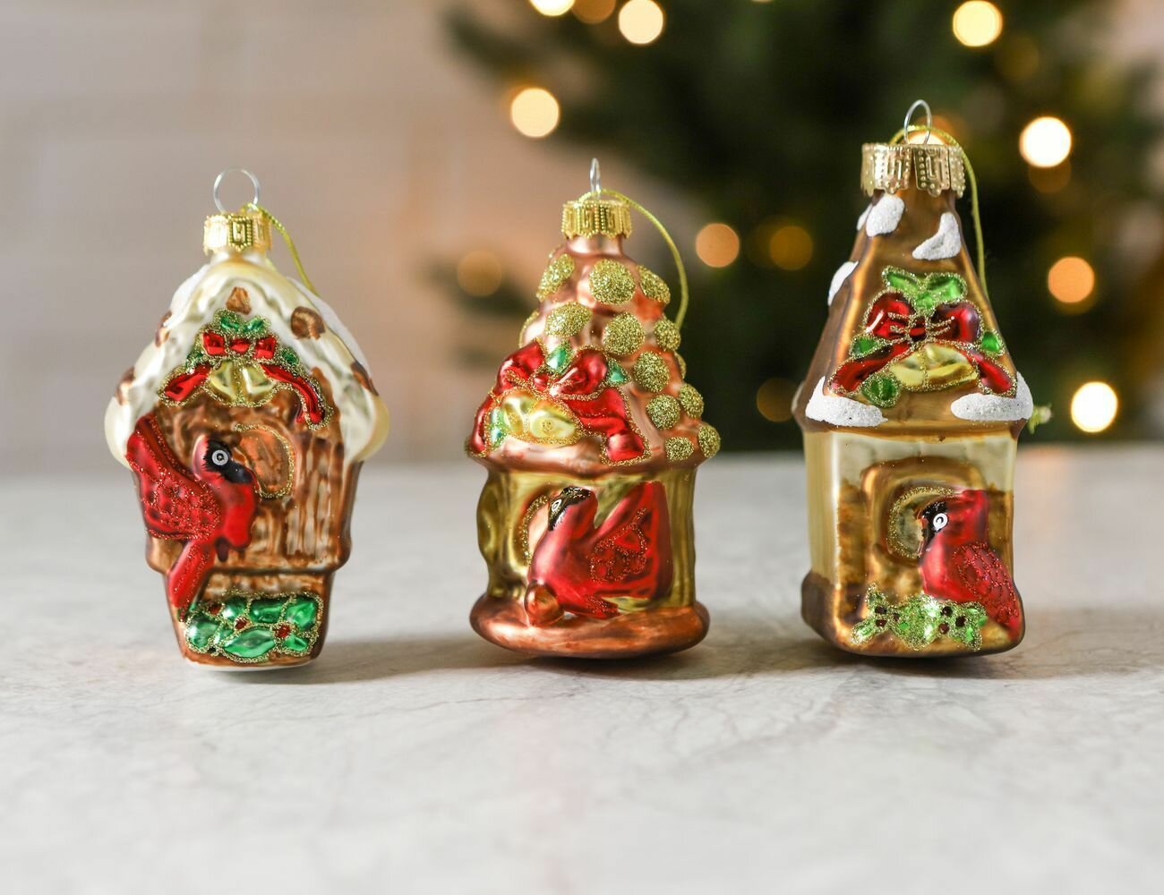 Набор ёлочных игрушек сказочные избушки, стекло, 10-11 см, 3 шт, Winter Deco 4060437-wd