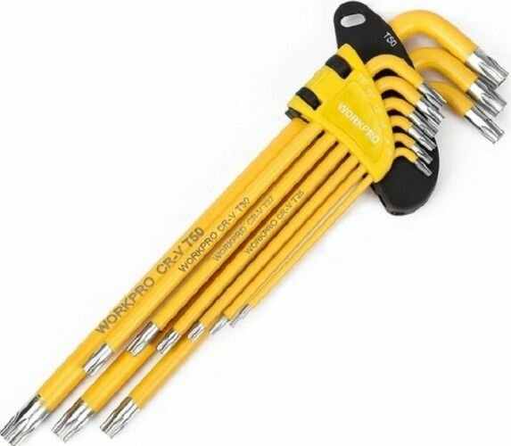 WORKPRO Набор Г-образных ключей TORX длинные 9шт в держателе WP222008 — фото 1