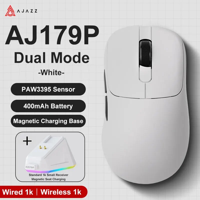 Беспроводная игровая мышь AJAZZ AJ179 APEX PAW3950, AJ179P-White