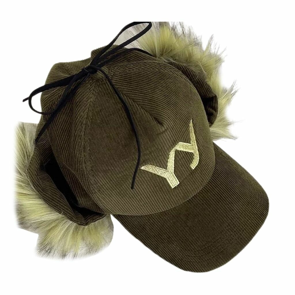 (1 шт.) Вельветовая шапочка из искусственной кожи с плюшевой защитой для ушей