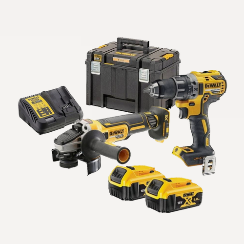 Изображение товара Набор DeWALT DCK2020P2T, 2 аккумулятора, зарядное устройство, дрель-шуруповёрт DCD791, УШМ DCG405