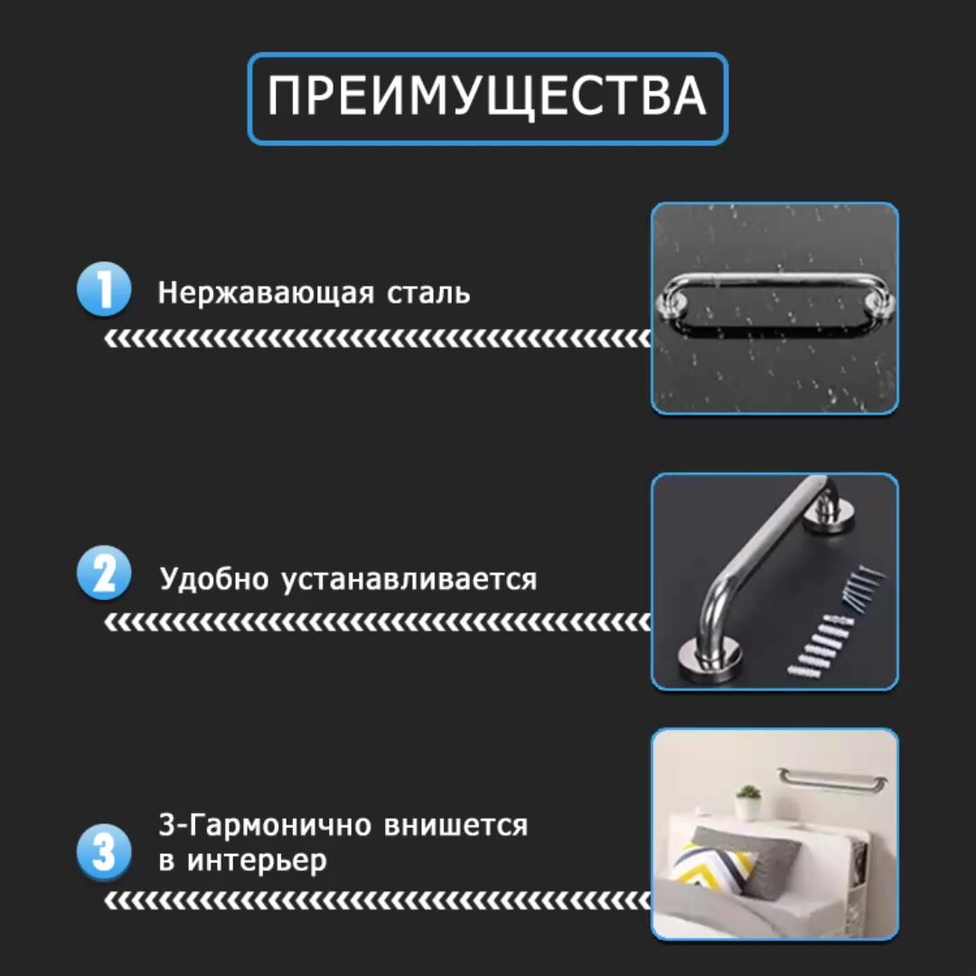 Опорный поручень для ванной комнаты и туалета 40cm — фото 1