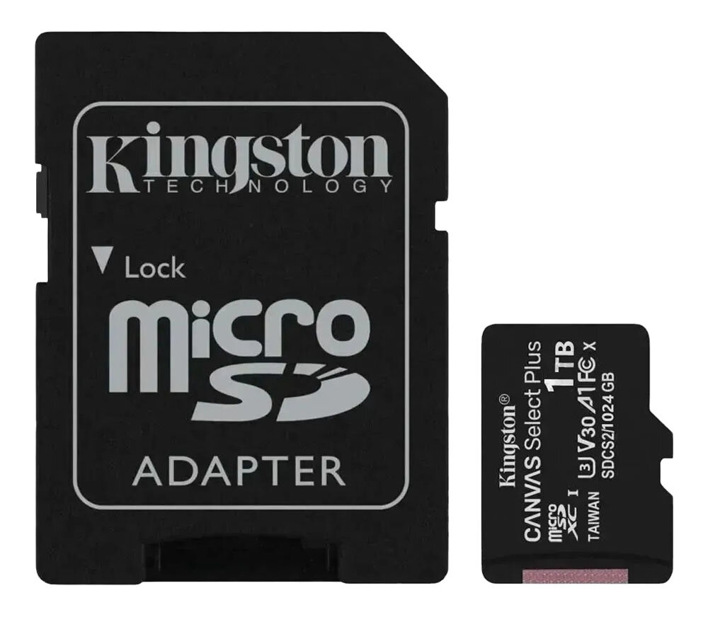 Карта памяти Micro SD 1 Тб - Карта памяти с переходником micro SD card + adapter / для телефона видеорегистратора — фото 1
