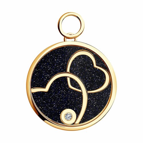 Подвеска Diamant online красное золото 585 проба авантюриновое стекло бриллиант сапфировое стекло размер 3 см черный 47593₽