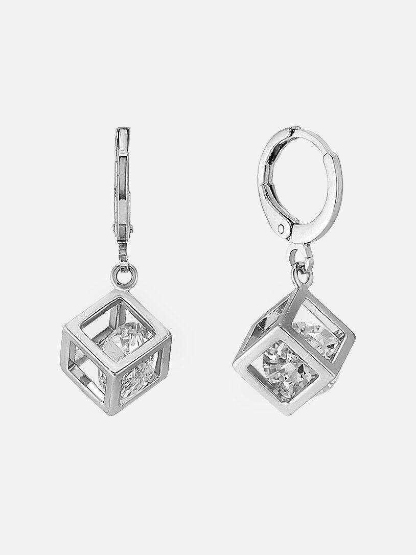 Серьги с подвесками Shine & Beauty, кристаллы Swarovski, размер 15 мм, серебряный