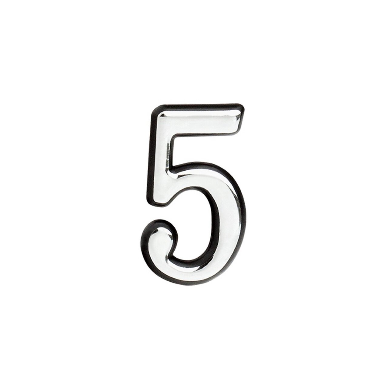 Цифра дверная 5 самоклеящаяся пластик 5.5 см хром