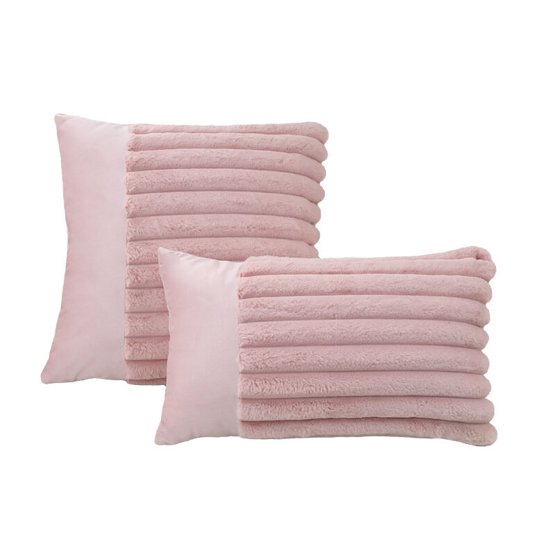 Наволочка декоративная с плюшевыми вставками, розовая, размер 30х50 PILLOW7