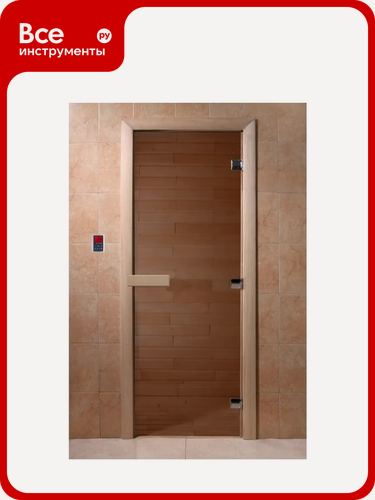 Изображение товара Дверь для бани DoorWood теплый день, 1900x700 мм по коробке, правая, петли справа УТ-00011880