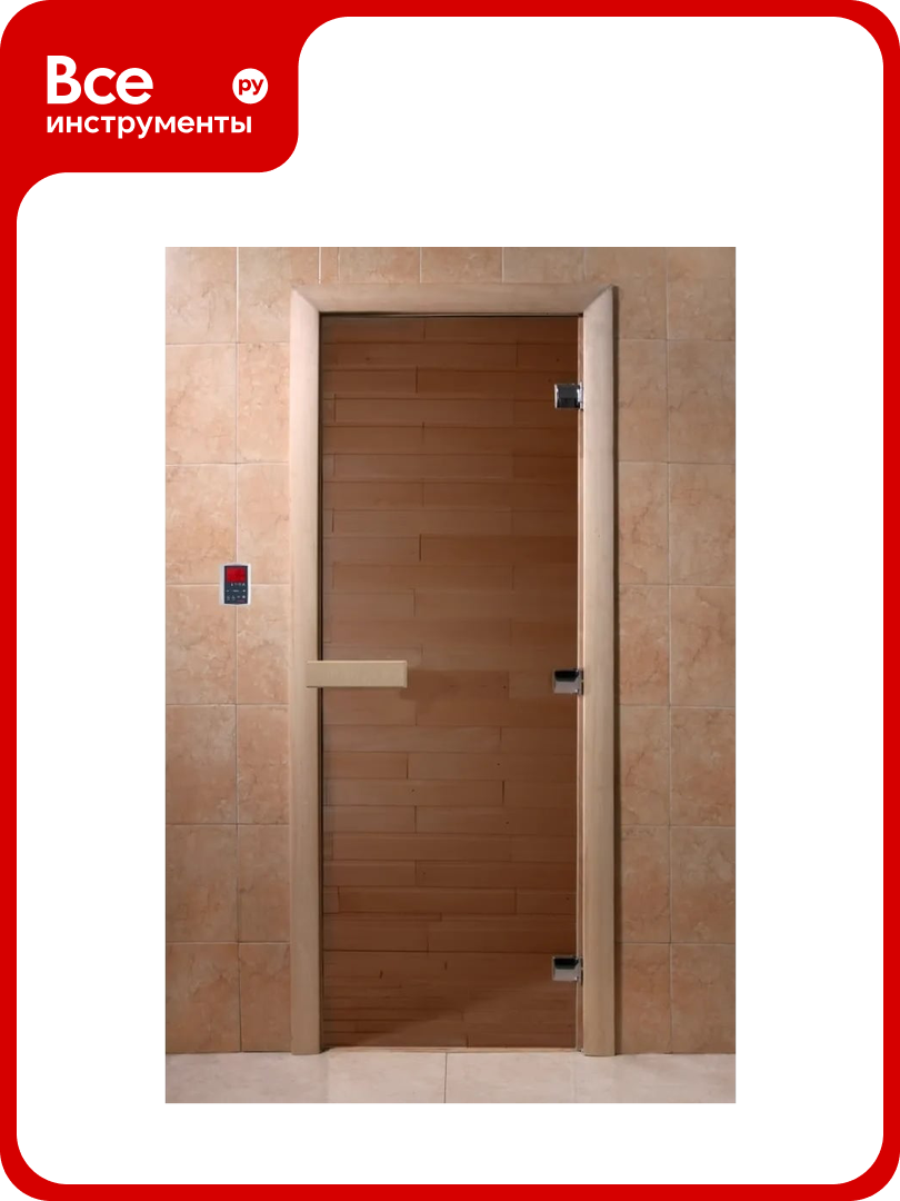 Дверь для бани DoorWood теплый день 1900x700 мм по коробке правая петли справа УТ-00011880