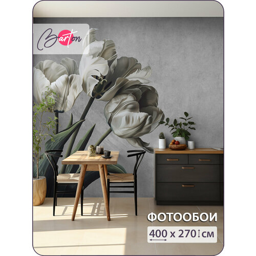 фото Фотообои на стену флизелиновые 3d цветы тюльпаны 400х270 см bartonwall f093-g barton wallpapers