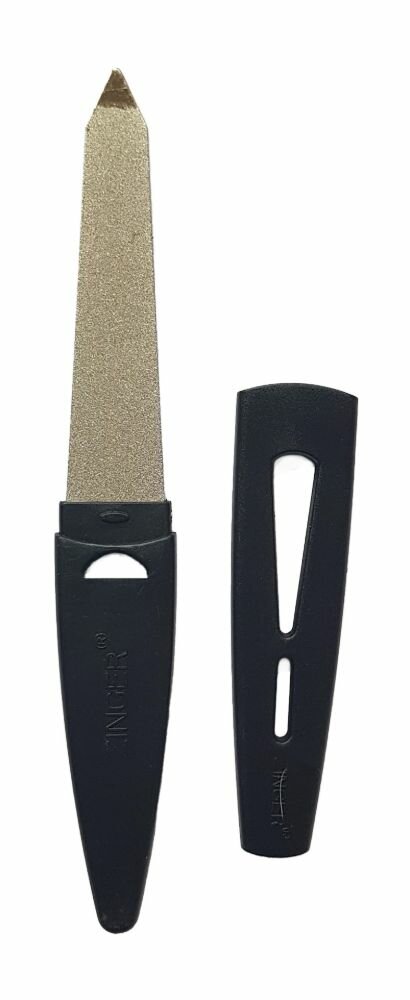 Двусторонняя металлическая пилка в пластиковом чехле, с сапфировым напылением Zinger 84015С, 180/240 грит