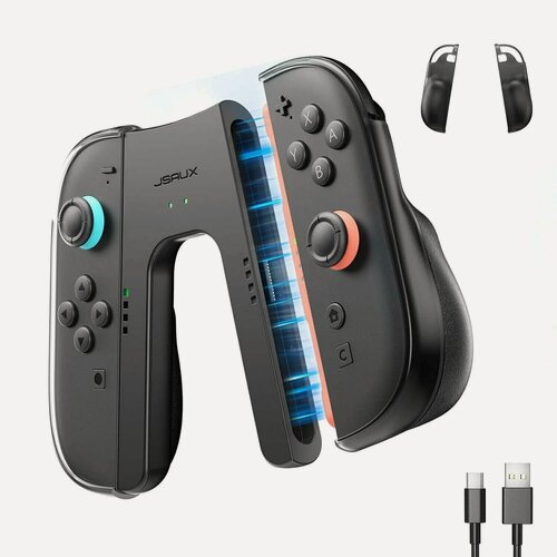 Изображение товара Зарядный держатель Joy-Con с накладками для Switch 2 JSAUX GP0401 JoyVerse c магнитным креплением и кабелем 1,5 м