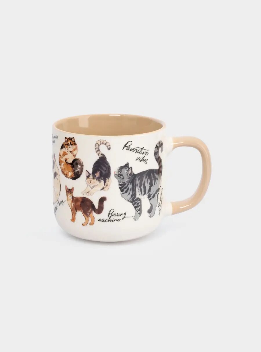 Кружка, 400 мл, фарфор N, бело-бежевая, Коты, Pets