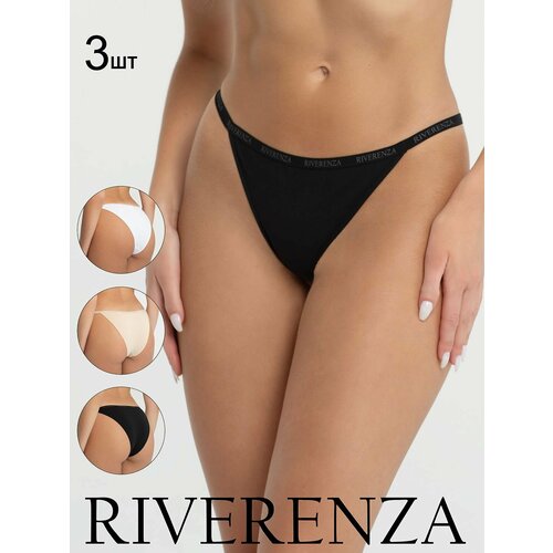фото Трусы riverenza, 3 шт., размер 50, белый, бежевый, черный