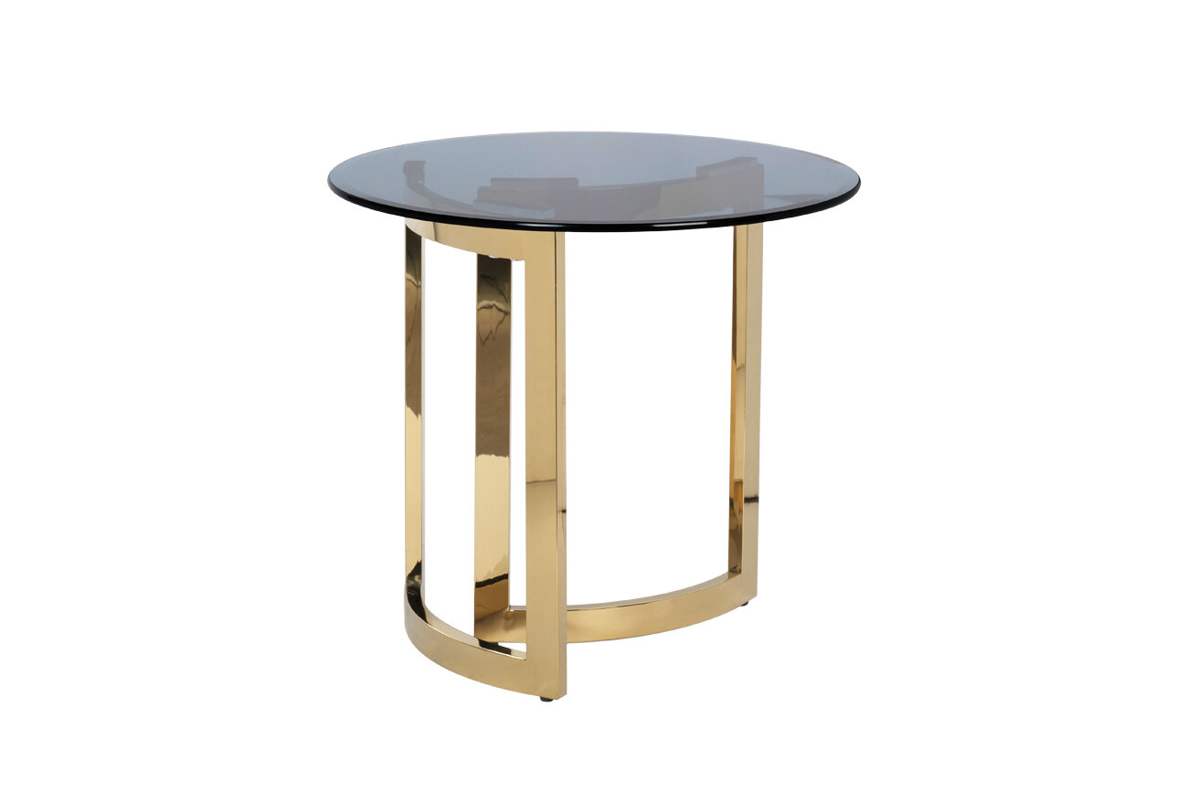фото Столик Garda Decor журнальный золотой с темным стеклом 47ED-ET062GOLD 47ED-ET062GOLD d60*H55 cm