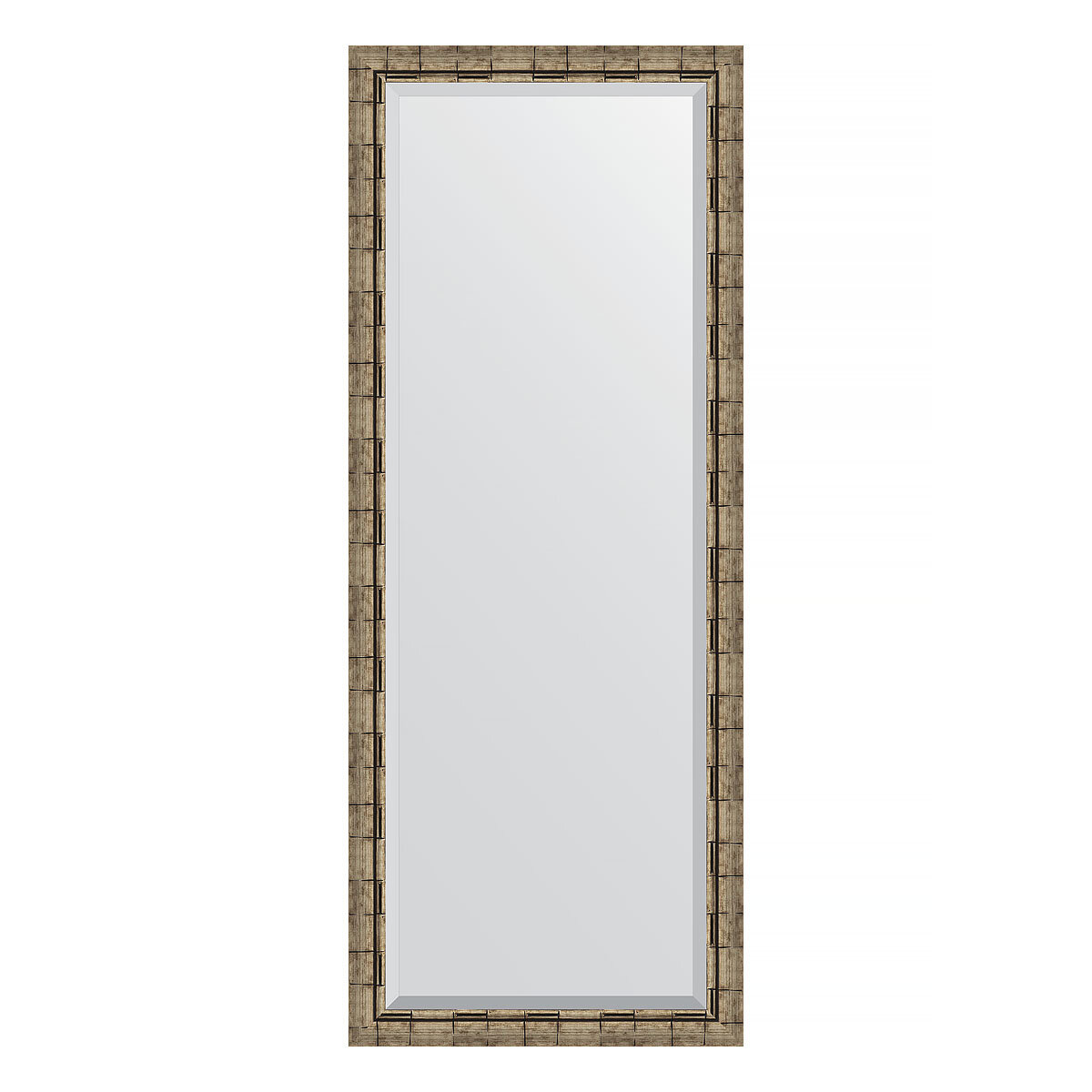 Зеркало напольное с фацетом EVOFORM в багетной раме серебряный бамбук, 78х198 см, для гостиной, прихожей, кабинета, спальни и ванной комнаты, BY 6107