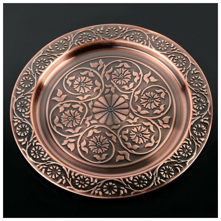 фото Поднос круглый "Султан. Бронза", поднос сервировочный, d 34 см, нержавеющая сталь
