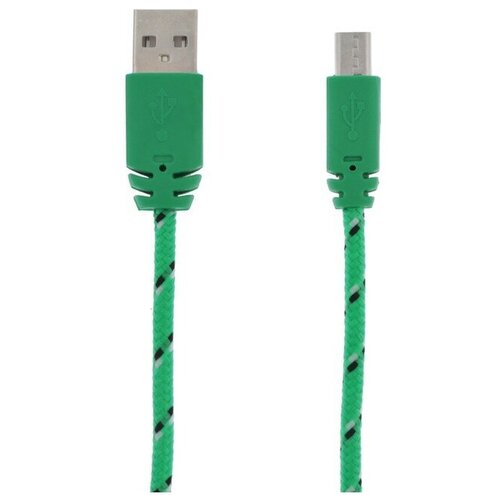 Кабель LuazON, microUSB - USB, 1 А, 0,9 м, оплётка нейлон, зелёный luazon home кабель luazon microusb usb 1 а 1 м плоский чёрный