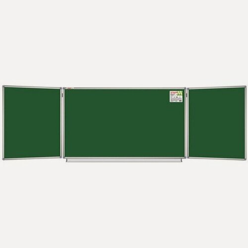 Изображение товара Доска Staff для мела магнитная 3-х элементная 100х150/300 см, дополнительная линия/клетка, зеленая, , 238011